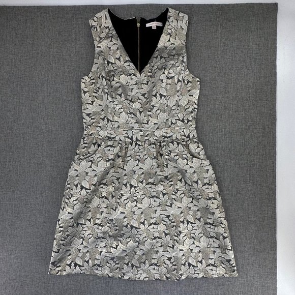 Under Skies Cocktail Dress Metallic Gold Evening Wear V-Neckline Pockets Small‎ - Picture 1 of 14